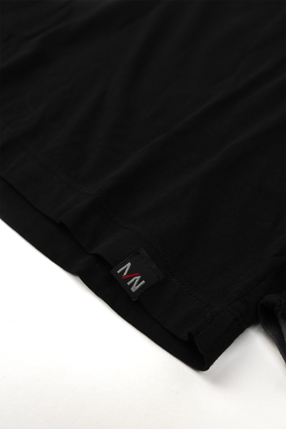 Close up of Black Cotton Long Sleeve V-Neck T-Shirt