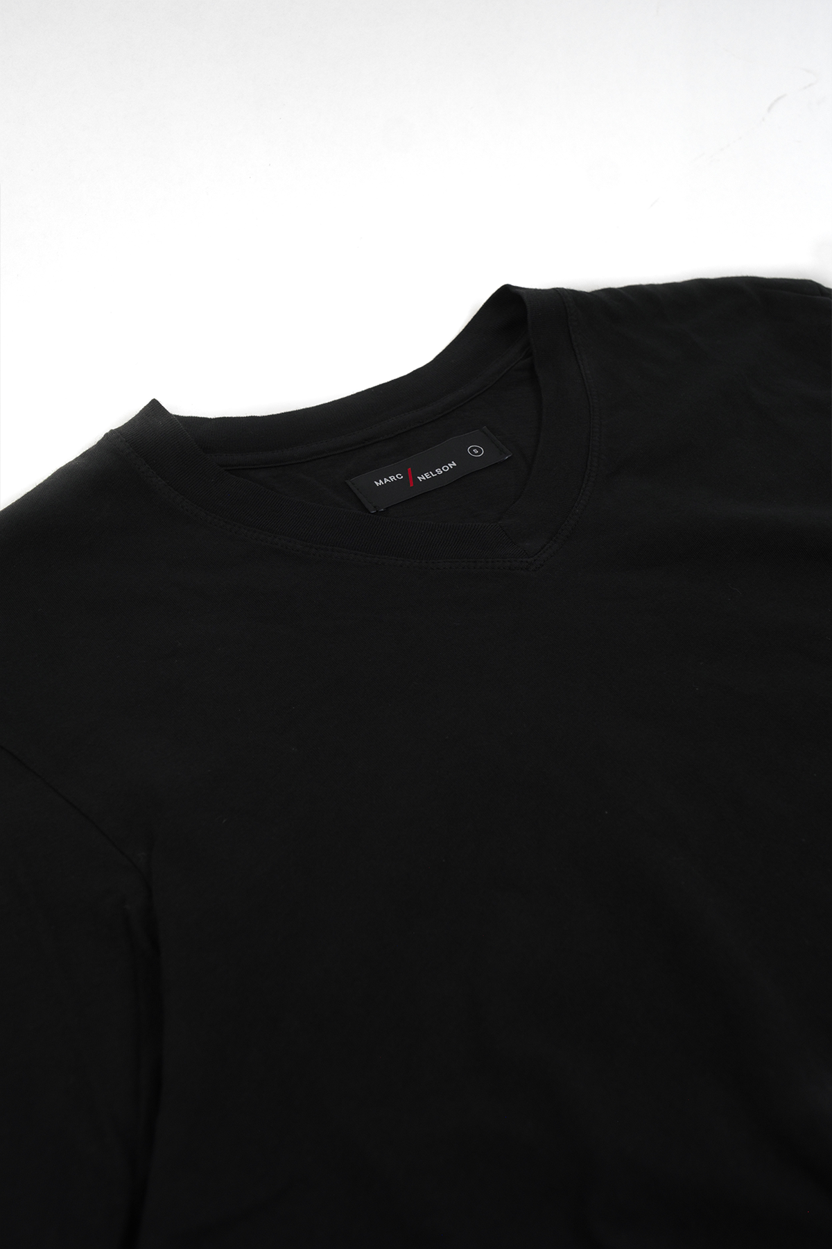 Close up of black Cotton Long Sleeve V-Neck T-Shirt