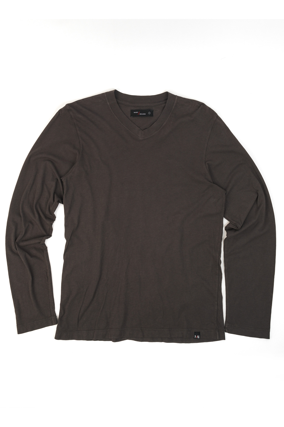 Grey Cotton Long Sleeve V-Neck T-Shirt