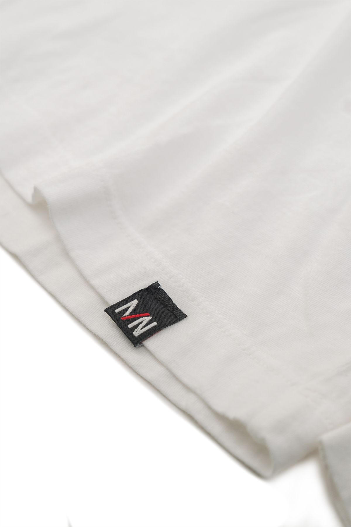 Close up of White Cotton Long Sleeve V-Neck T-Shirt