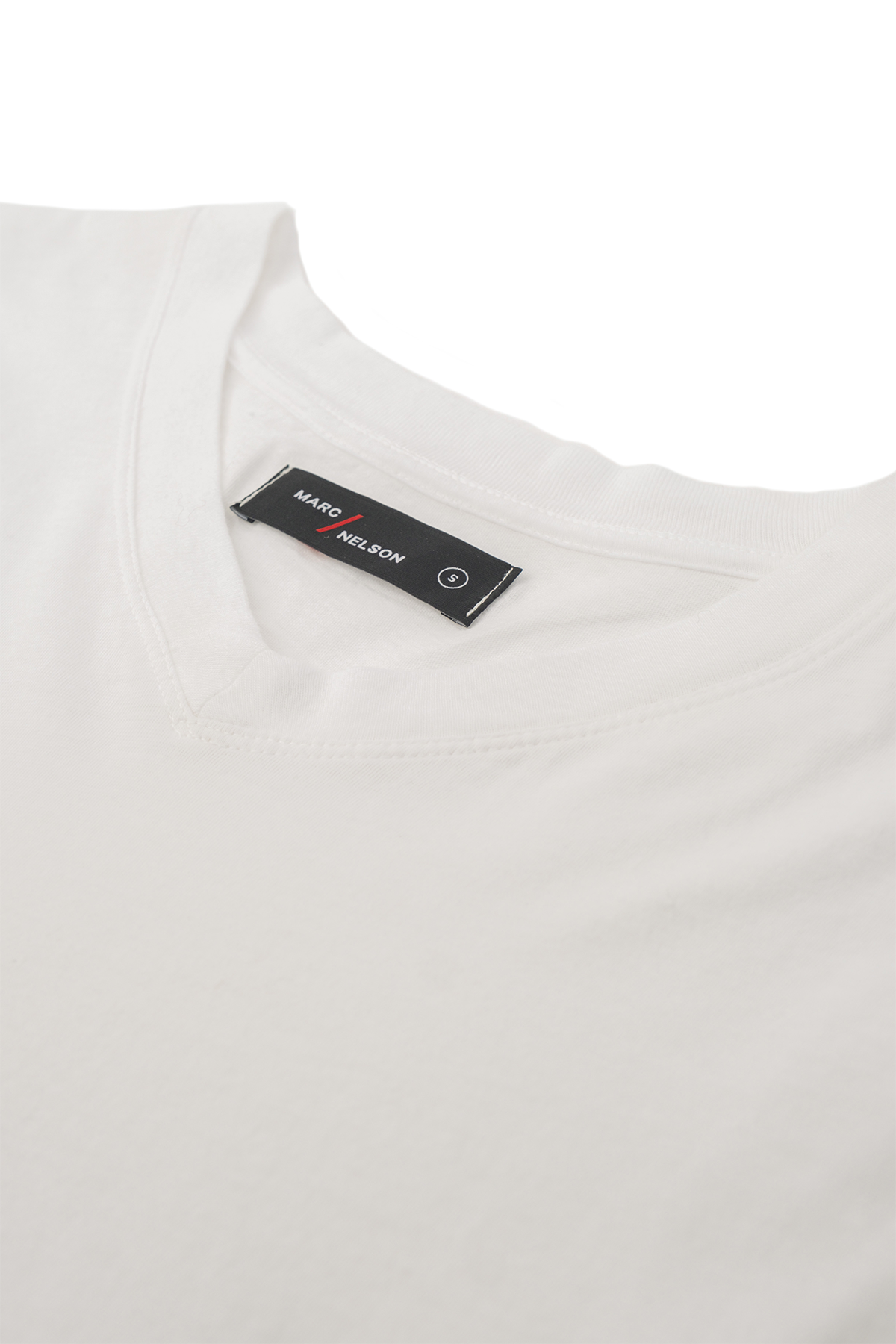 Close up of white Cotton Long Sleeve V-Neck T-Shirt