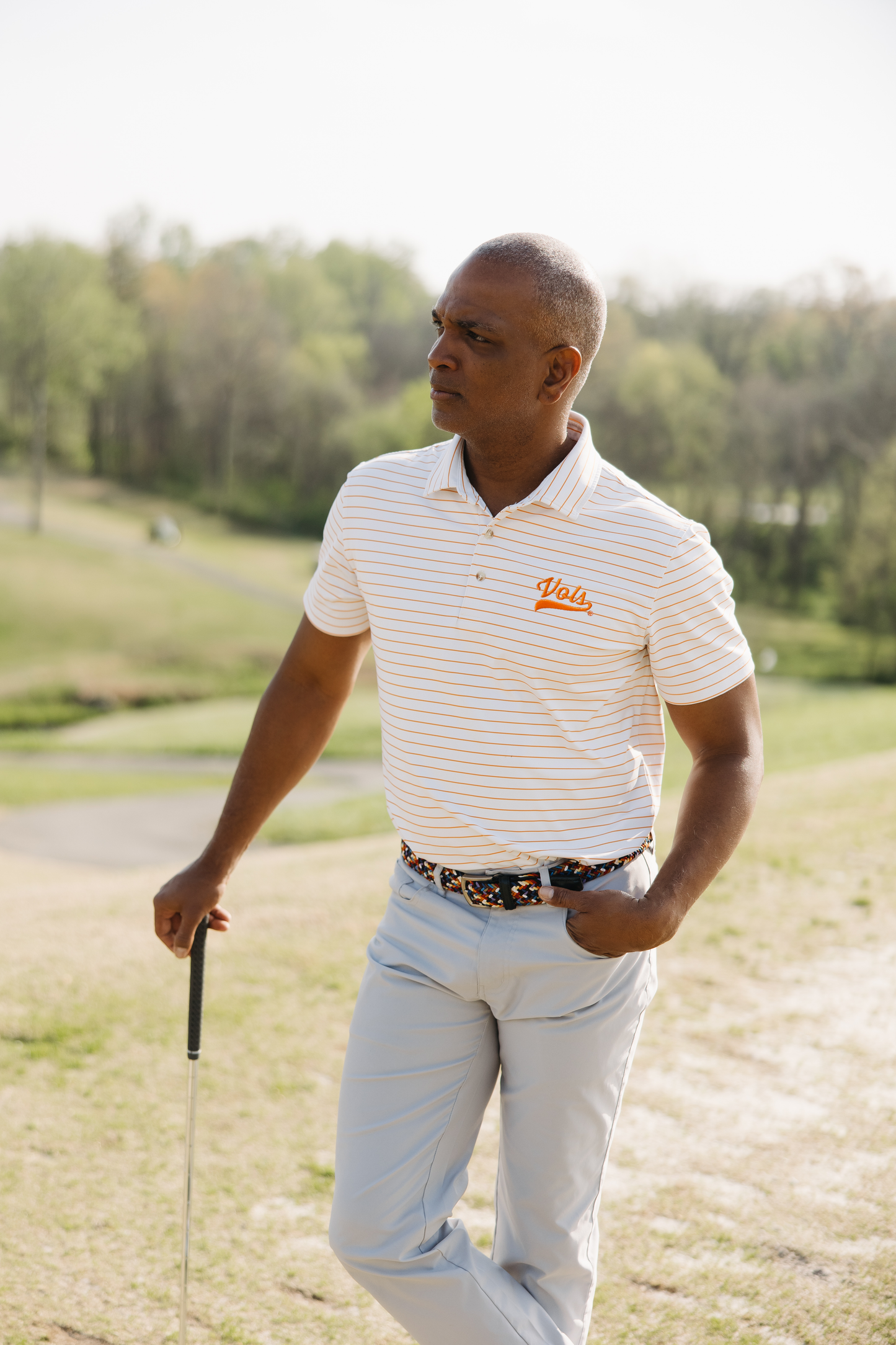 Vols White with Orange Stripe Golf Polo
