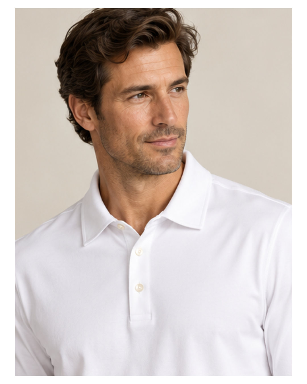 The JFK Long Sleeve Polo - White