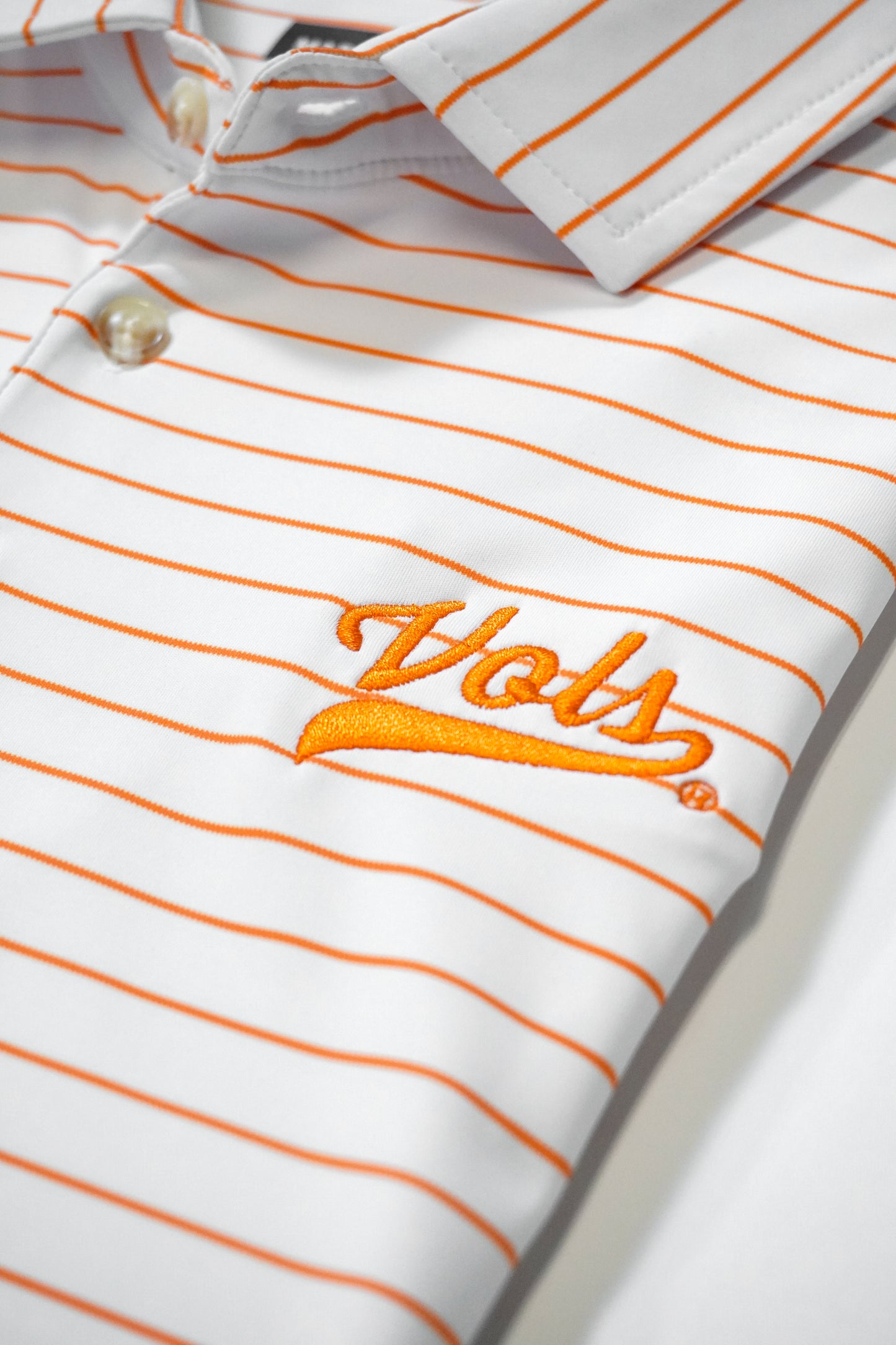 Vols White with Orange Stripe Golf Polo