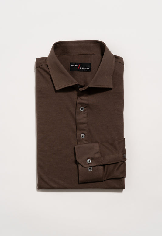 The Long Sleeve Polo Brown