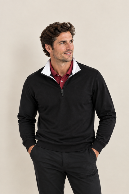 Black Pique Classic Quarter Zip