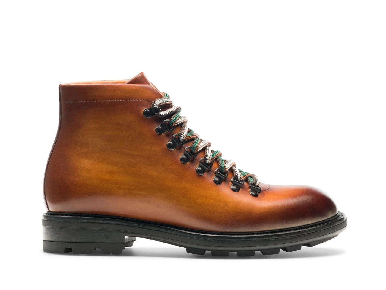 Brown men's Magnanni Montana hiking boot on a white background, side view.