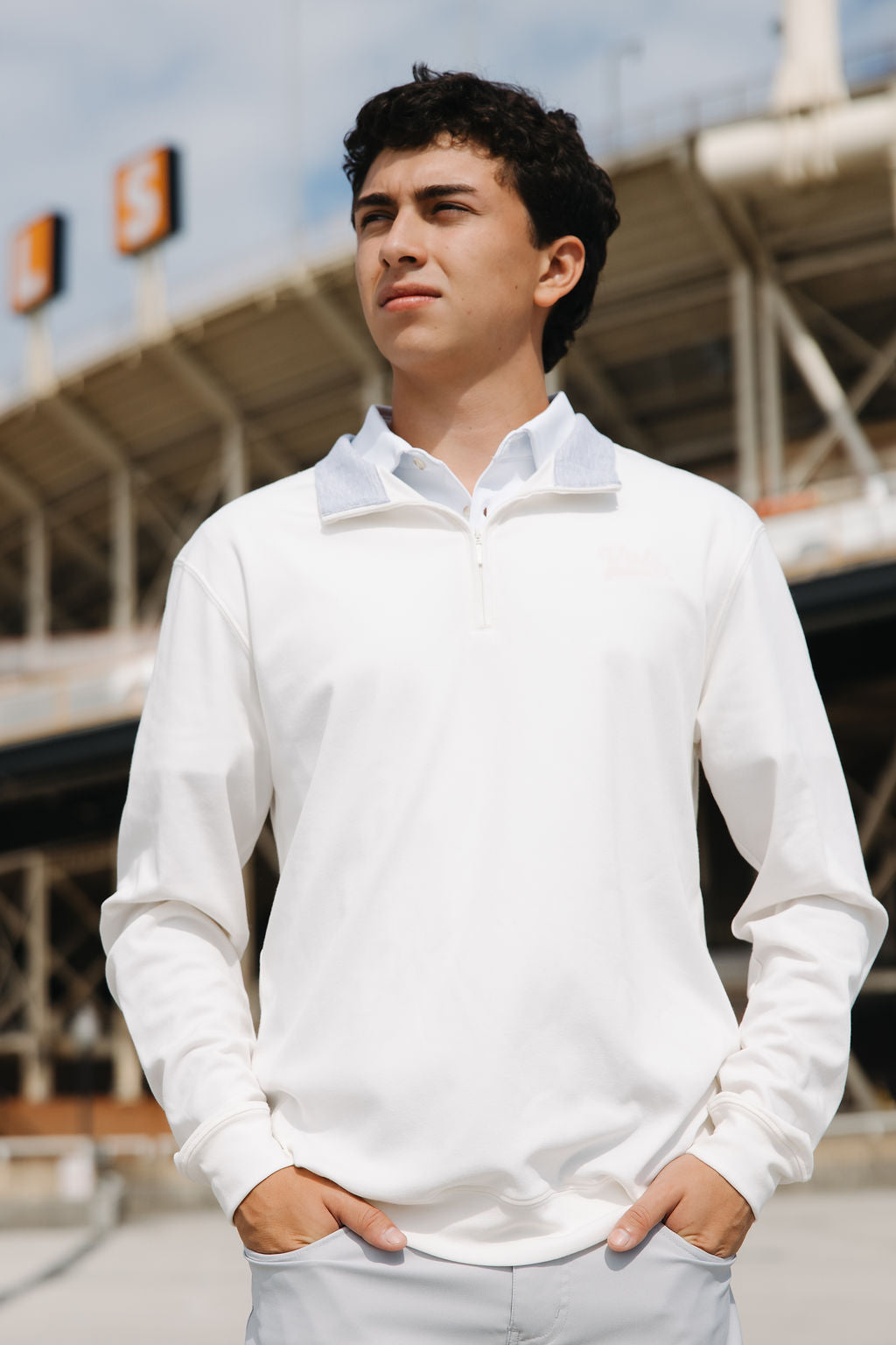Ivory Pique Classic Quarter Zip