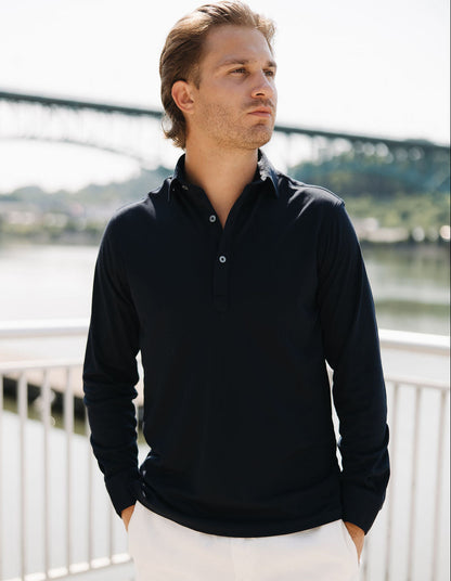 The Long Sleeve Polo Navy