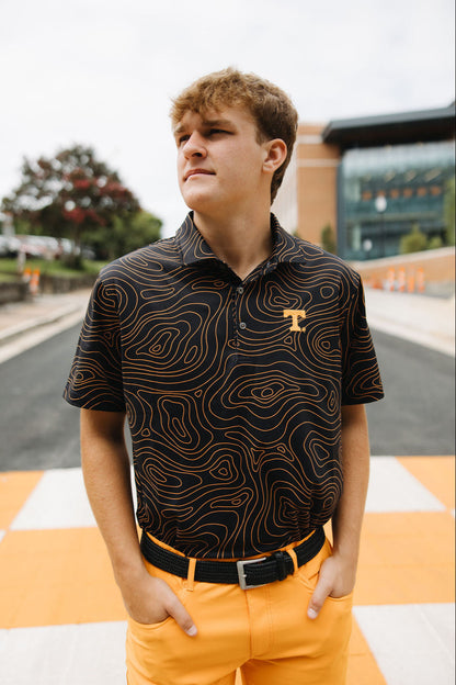 UT Topographic Black and Orange Golf Polo