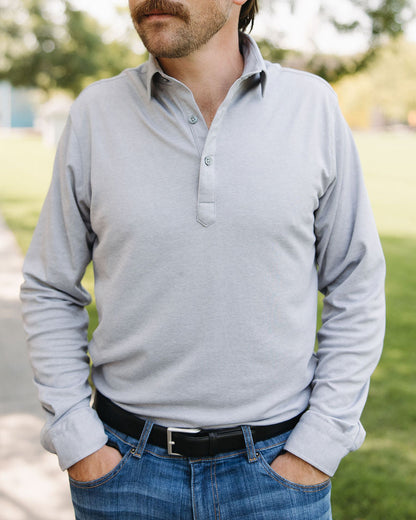 The Long Sleeve Polo Gray