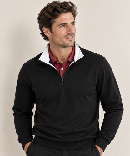 Black Pique Classic Quarter Zip