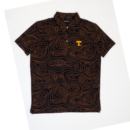 UT Topographic Black and Orange Golf Polo