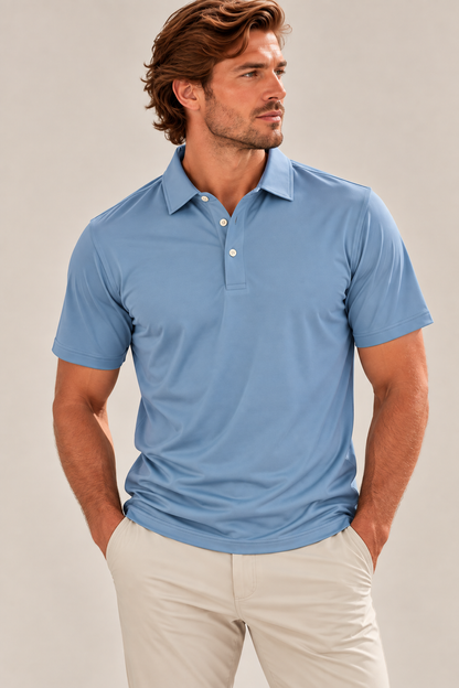 Blue Fog Solid Golf Polo