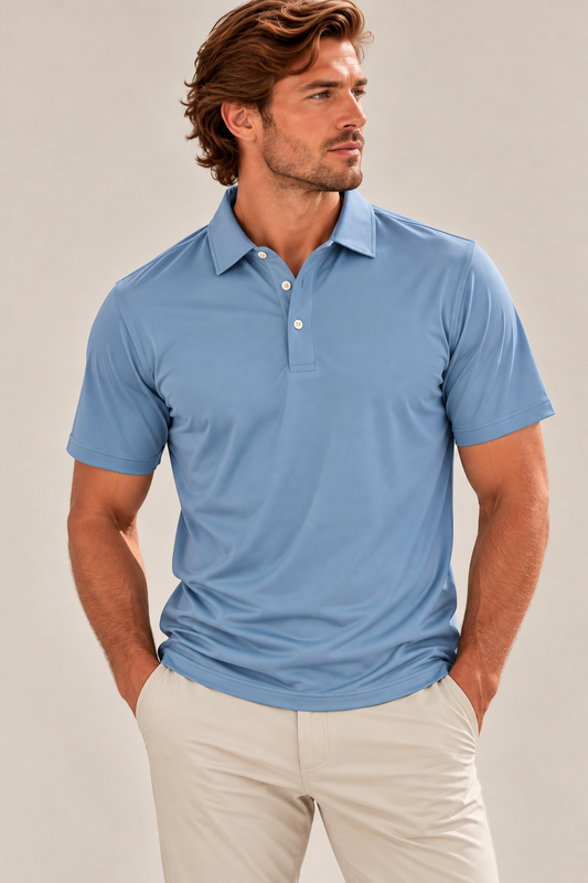 Blue Fog Solid Golf Polo