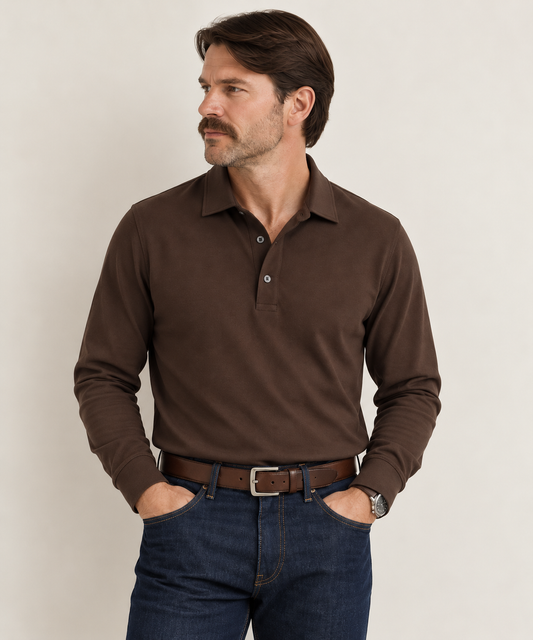 The Long Sleeve Polo Brown