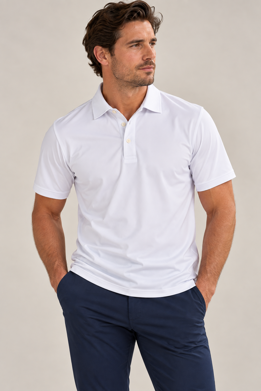 White Golf Polo
