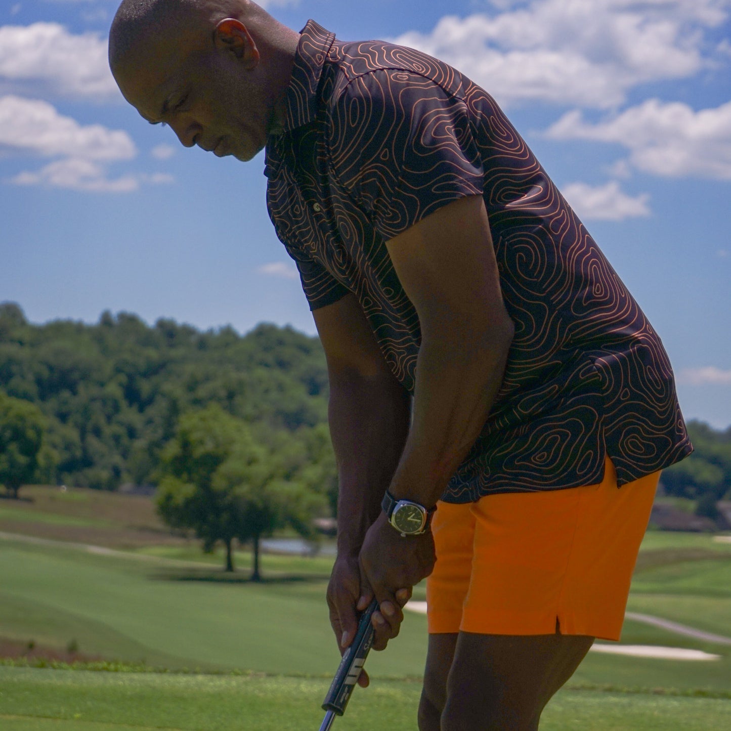 UT Topographic Black and Orange Golf Polo