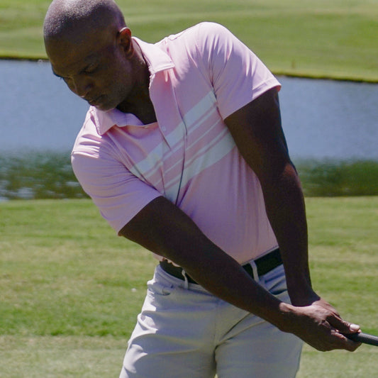 Pink Retro Stripe Golf Polo