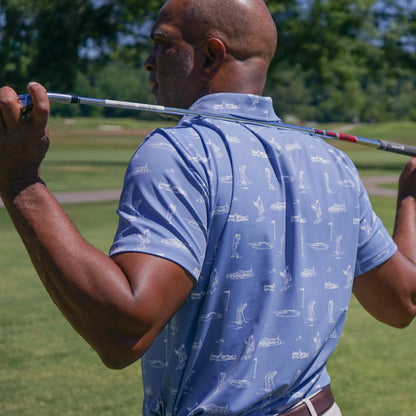 Blue Heritage Print Golf Polo