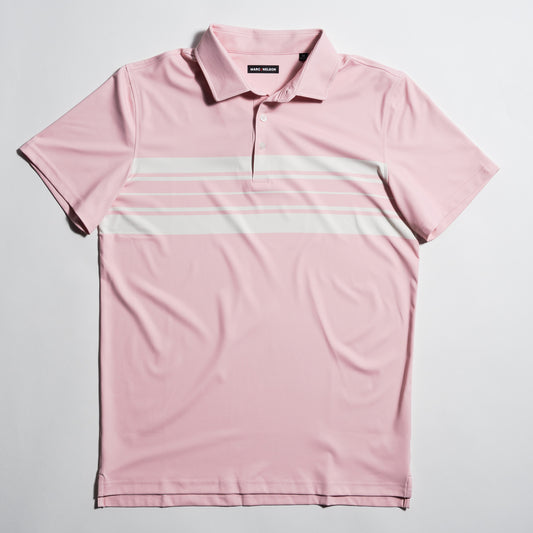 Pink Retro Stripe Golf Polo