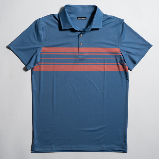 Blue Retro Stripe Golf Polo