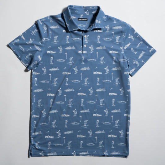Blue Heritage Print Golf Polo
