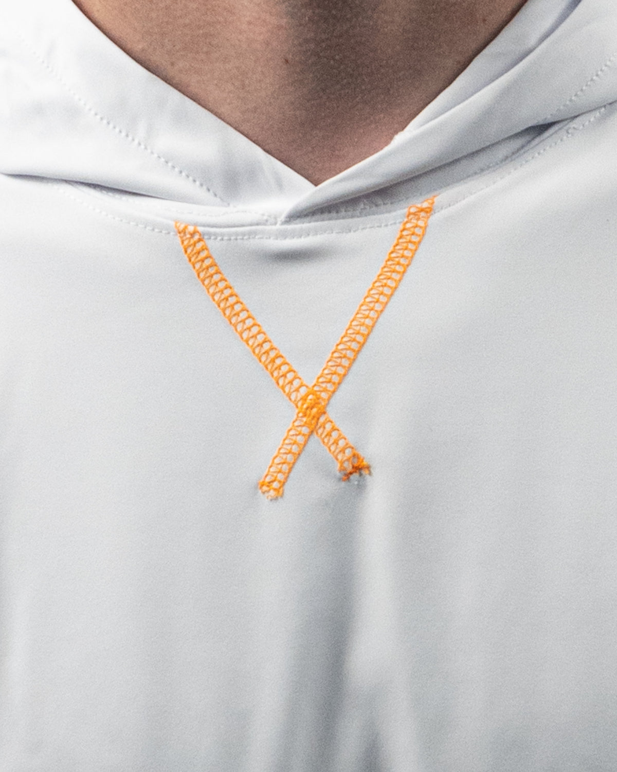 White with Orange Stitch Golf Hoodie