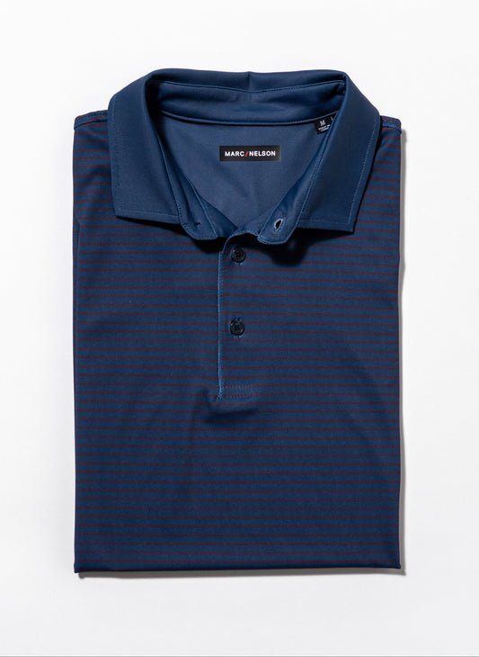Navy with Burgundy Stripe Golf Polo