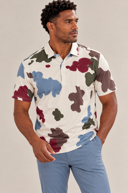 Fall Splash Print Golf Polo