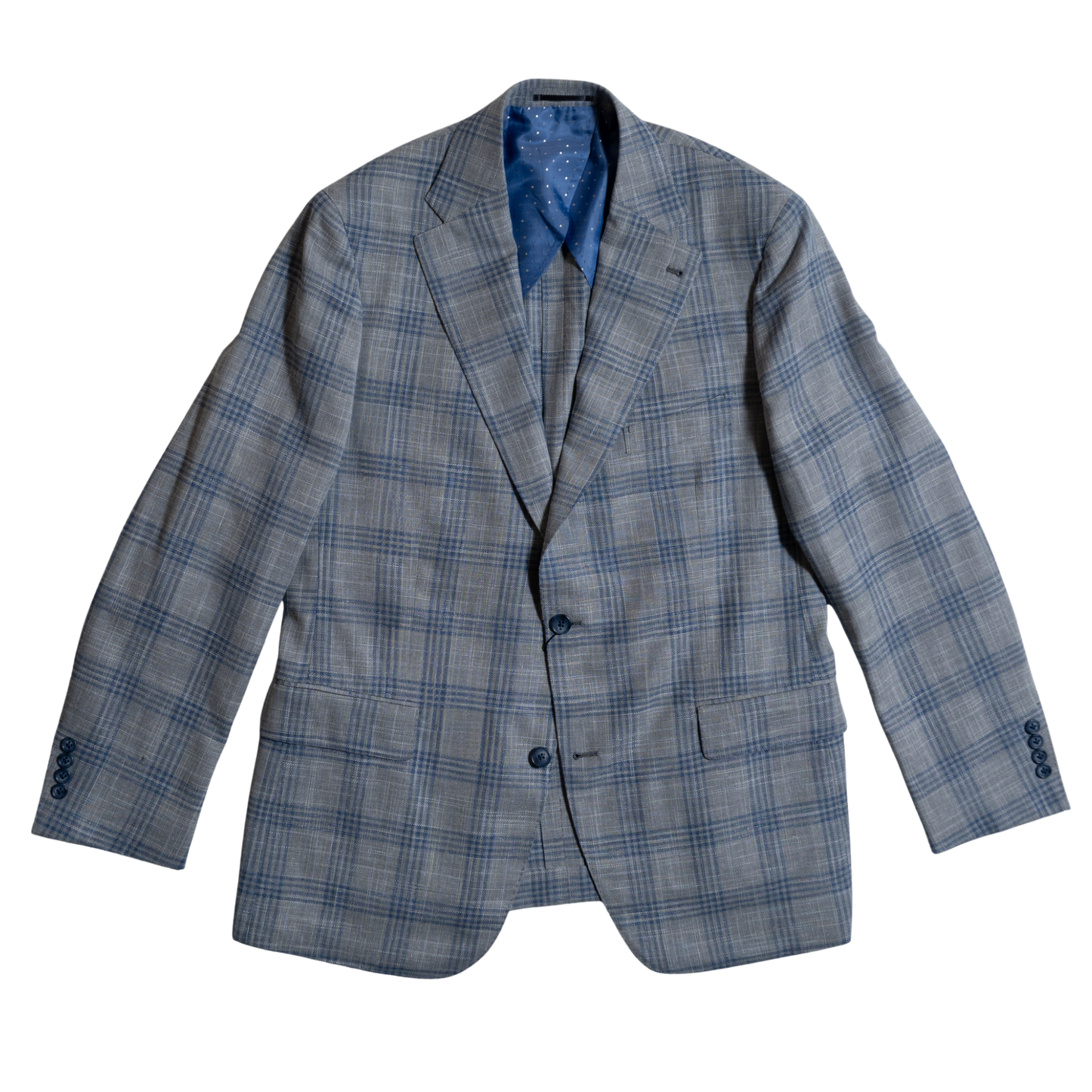 Marc Nelson Light Grey / Blue Plaid Spring Blazer