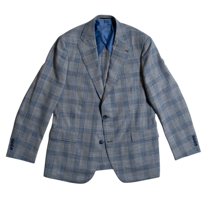 Marc Nelson Light Grey / Blue Plaid Spring Blazer