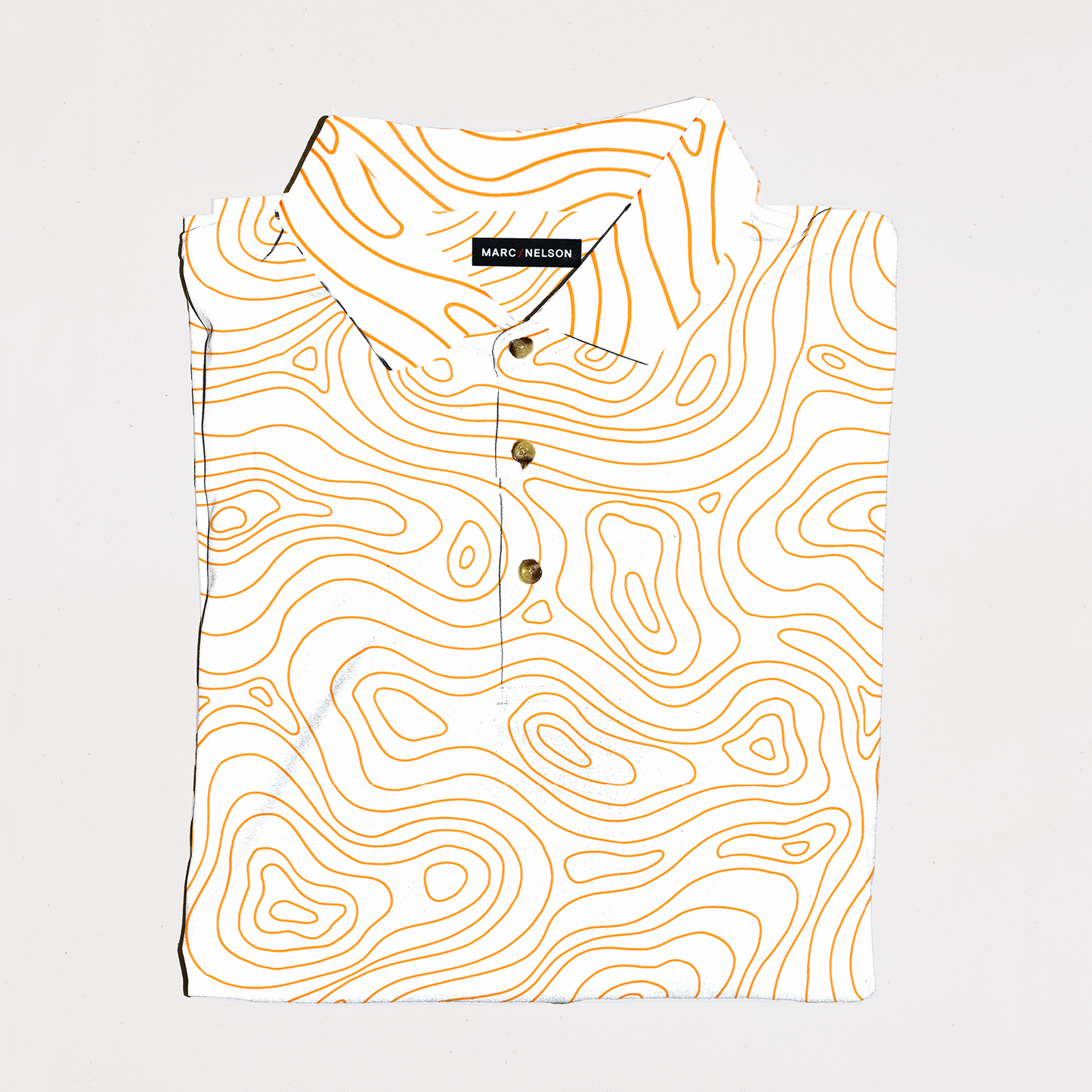 Topographic White and Orange Golf Polo