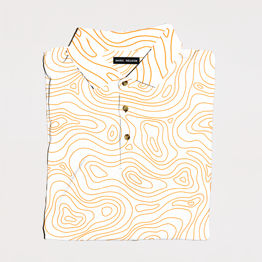 Topographic White and Orange Golf Polo