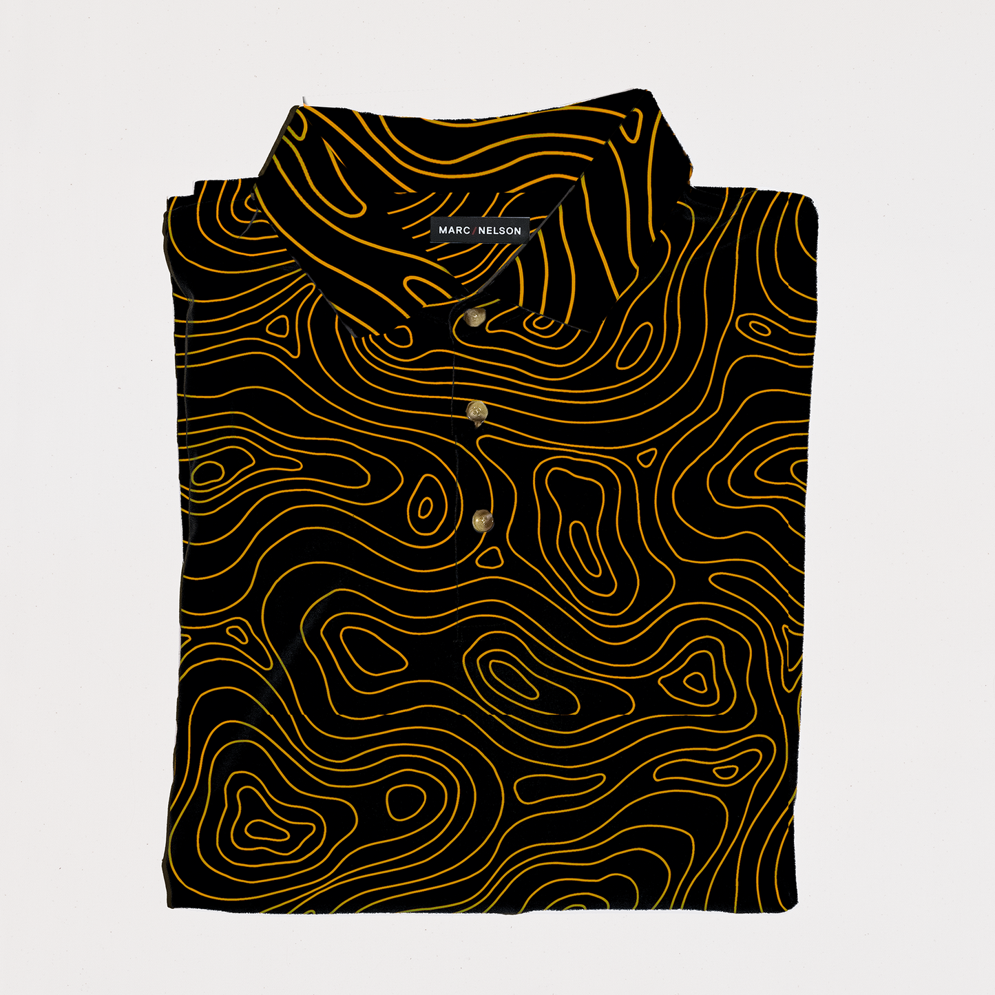 Topographic Black and Orange Golf Polo