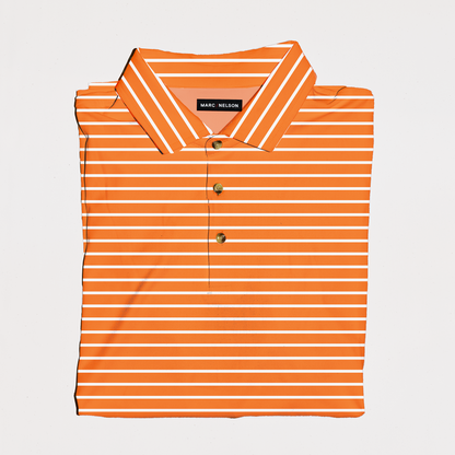 Orange with White Stripe Golf Polo