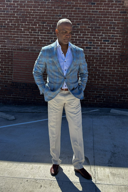 Marc Nelson Green / Gray Plaid Spring Blazer