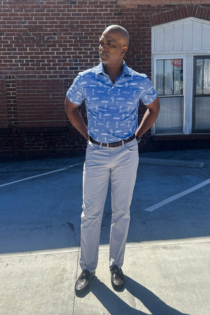 Blue Heritage Print Golf Polo