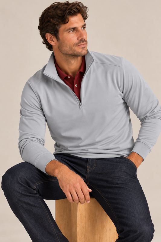 Performance Quarter Zip Light Gray