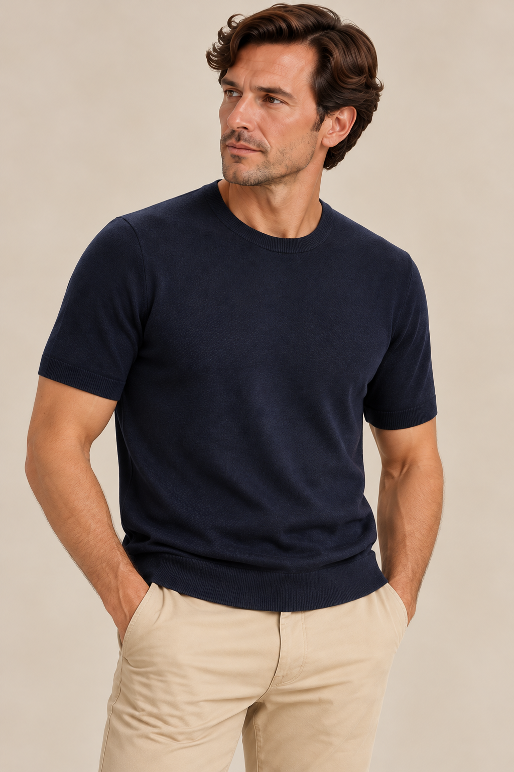 Men's Super 140's Merino Wool Crewneck Tee