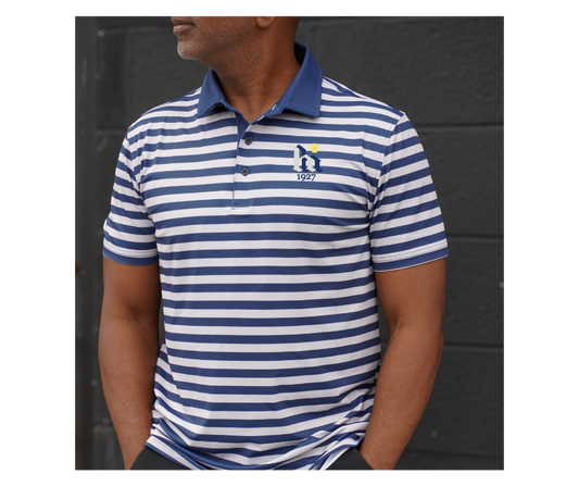 Holston Hills Navy and Gray Stripe Golf Polo