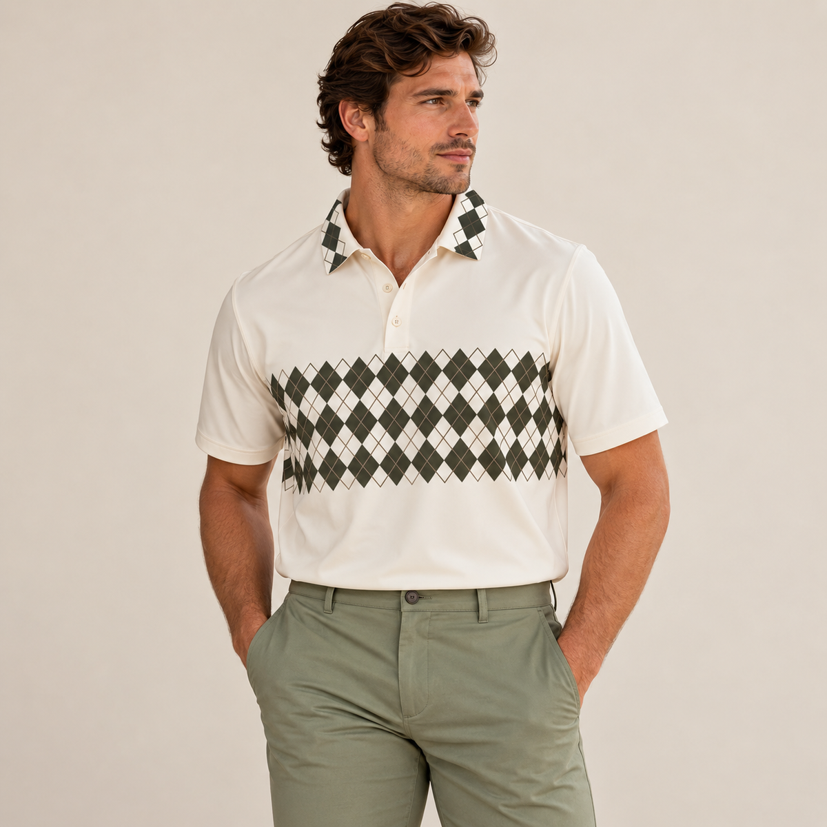 Olive Argyle Golf Polo