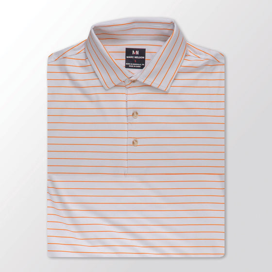 Marc Nelson Orange Striped Golf Polo