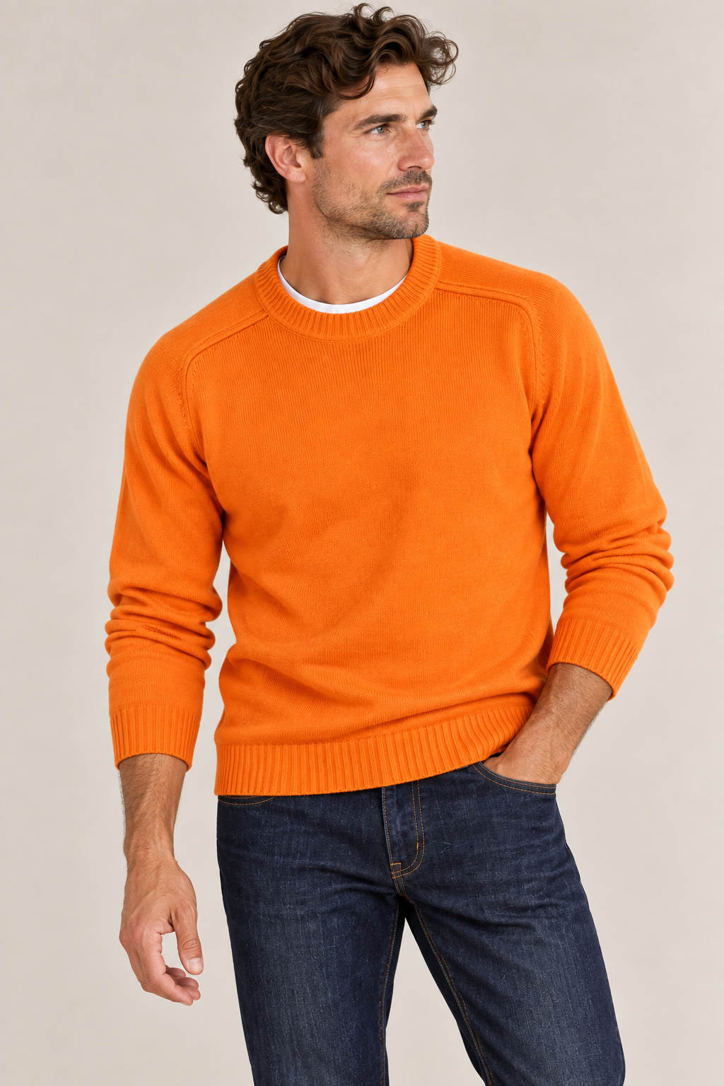 The Nelson Cotton Cashmere Crew - Orange
