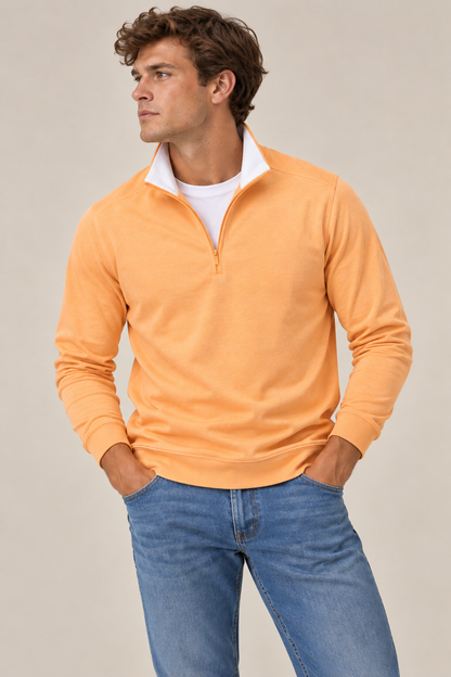 Orange Pique Classic Quarter Zip