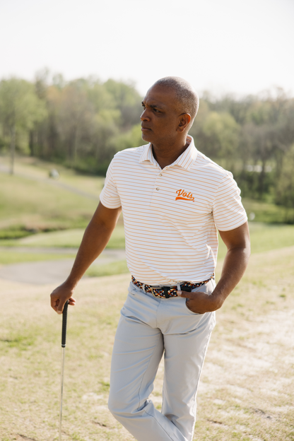 Vols White with Orange Stripe Golf Polo
