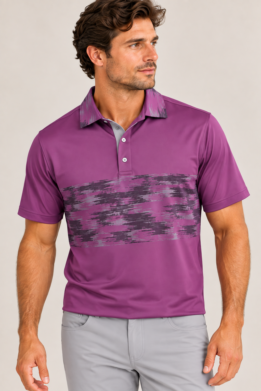 Grape Print Performance Polo