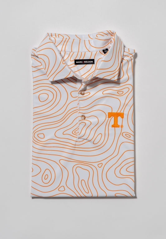 UT Topographic White and Orange Golf Polo