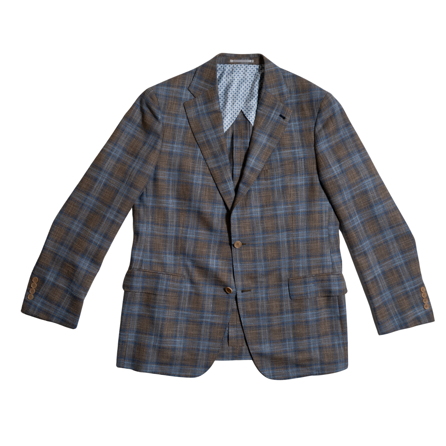 Marc Nelson Tan / Blue Plaid Spring Blazer