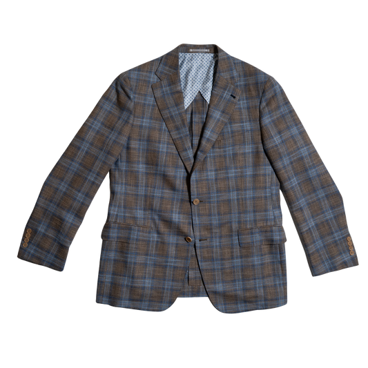 Marc Nelson Tan / Blue Plaid Spring Blazer
